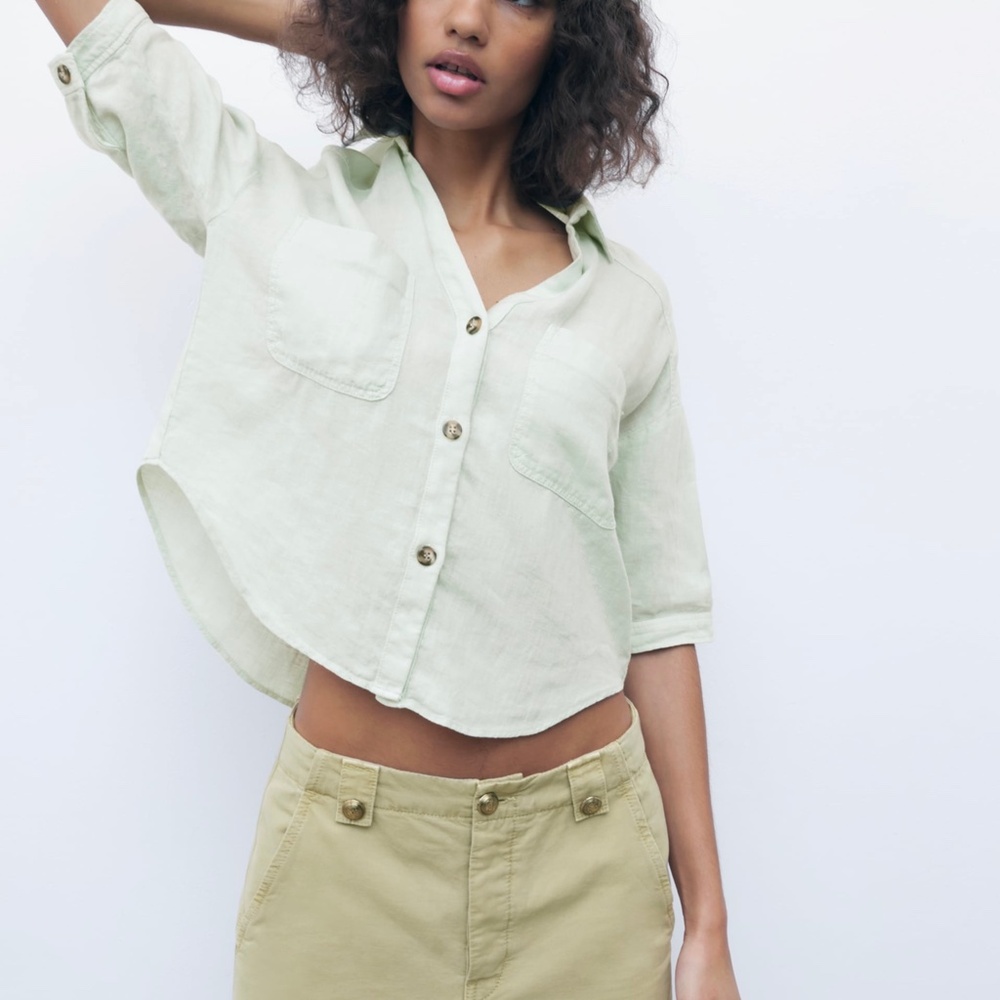 NWT Zara XS Women's Linen Top